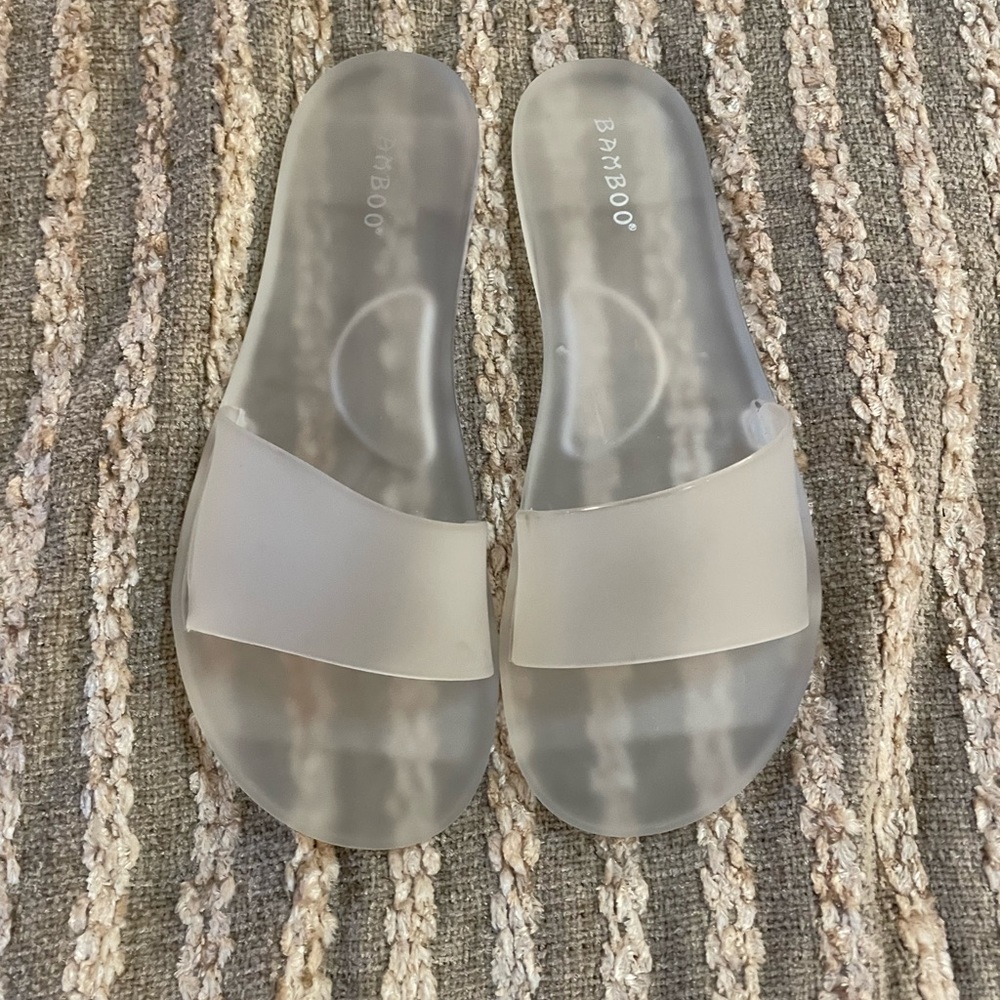 Bamboo Clear Flat Jelly Slides